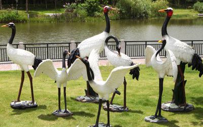 公园景区玻璃钢仿真仙鹤雕塑