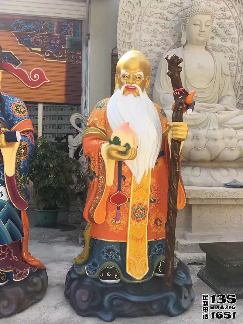 大型玻璃钢彩绘景区寿星福禄寿雕塑 大型玻璃钢彩绘景区寿星福禄寿雕塑