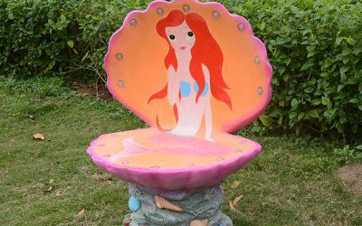 户外景区玻璃钢卡通彩绘贝壳座椅雕塑