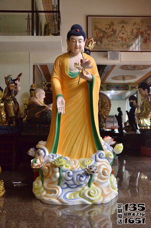 庙宇玻璃钢彩绘踏着祥云的如来佛祖雕塑 庙宇玻璃钢彩绘踏着祥云的如来佛祖雕塑