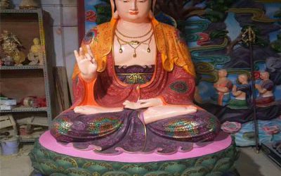 玻璃钢彩绘寺庙大型景观菩萨观音雕塑