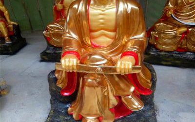 玻璃钢彩绘寺庙景区十八罗汉雕塑