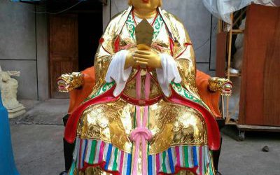 寺庙创意彩绘玻璃钢王母雕塑