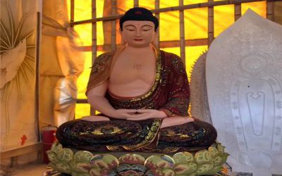 景区大型景观供奉神佛玻璃钢三圣雕塑