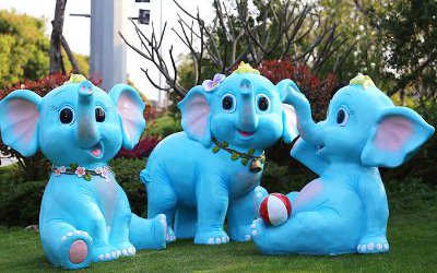 公园户外玻璃钢卡通大象雕塑