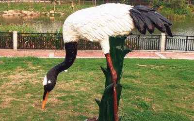 景区创意玻璃钢仿真动物仙鹤雕塑