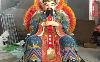 景区户外大型玻璃钢彩绘神佛东岳大帝雕塑