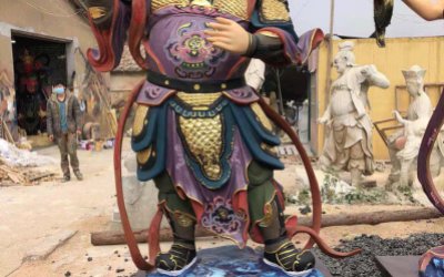 玻璃钢持国天王彩绘景区寺庙天王雕塑