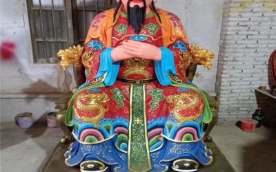 玻璃钢彩绘户外寺庙三官雕塑