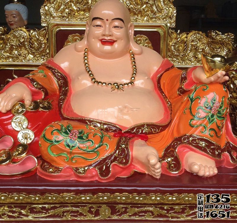 寺庙大型玻璃钢彩绘弥勒佛雕塑 寺庙大型玻璃钢彩绘弥勒佛雕塑