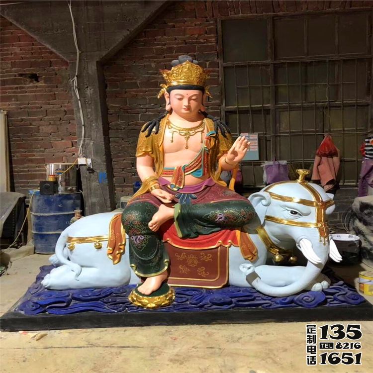 树脂彩绘寺庙菩萨文殊普贤雕塑 树脂彩绘寺庙菩萨文殊普贤雕塑