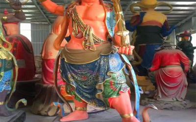 寺庙玻璃钢彩绘哼哈二将雕塑