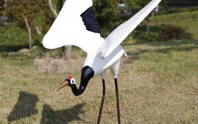 草坪玻璃钢大型仿真仙鹤雕塑