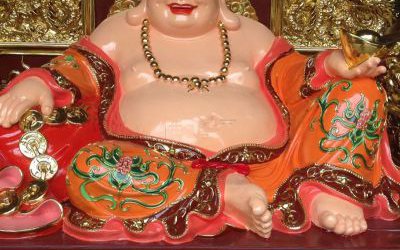 寺庙大型玻璃钢彩绘弥勒佛雕塑