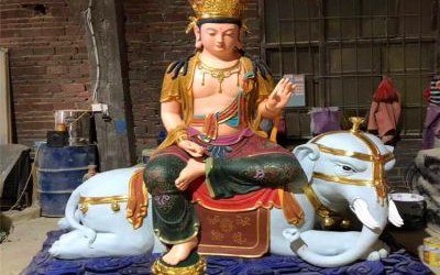 树脂彩绘寺庙菩萨文殊普贤雕塑