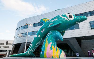 城市街道大型玻璃钢彩绘海豚雕塑