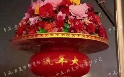 户外广场大型玻璃钢仿真花朵大花篮雕塑