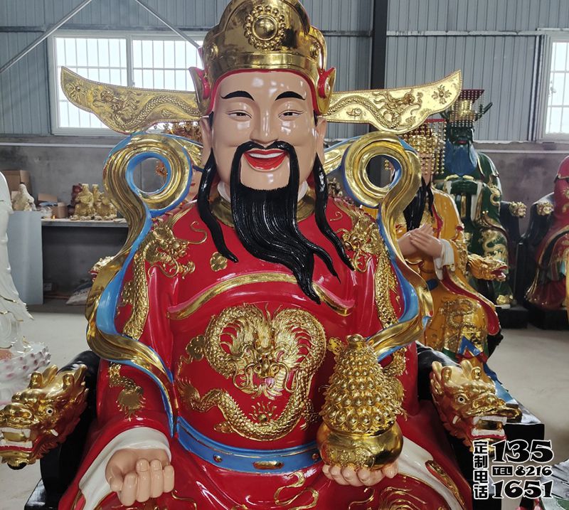 玻璃钢彩绘家居供奉财神雕塑 玻璃钢彩绘家居供奉财神雕塑