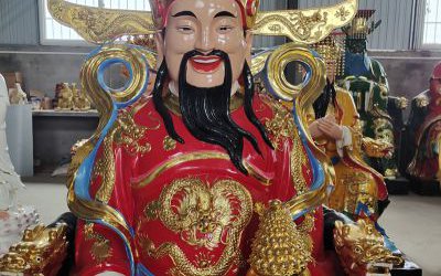 玻璃钢彩绘家居供奉财神雕塑