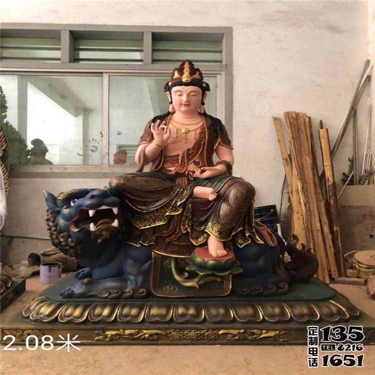 玻璃钢彩绘庙宇菩萨佛像文殊普贤雕塑 玻璃钢彩绘庙宇菩萨佛像文殊普贤雕塑