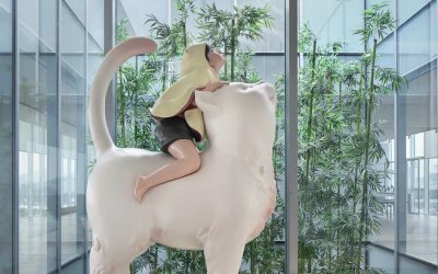 室内创意玻璃钢卡通猫雕塑