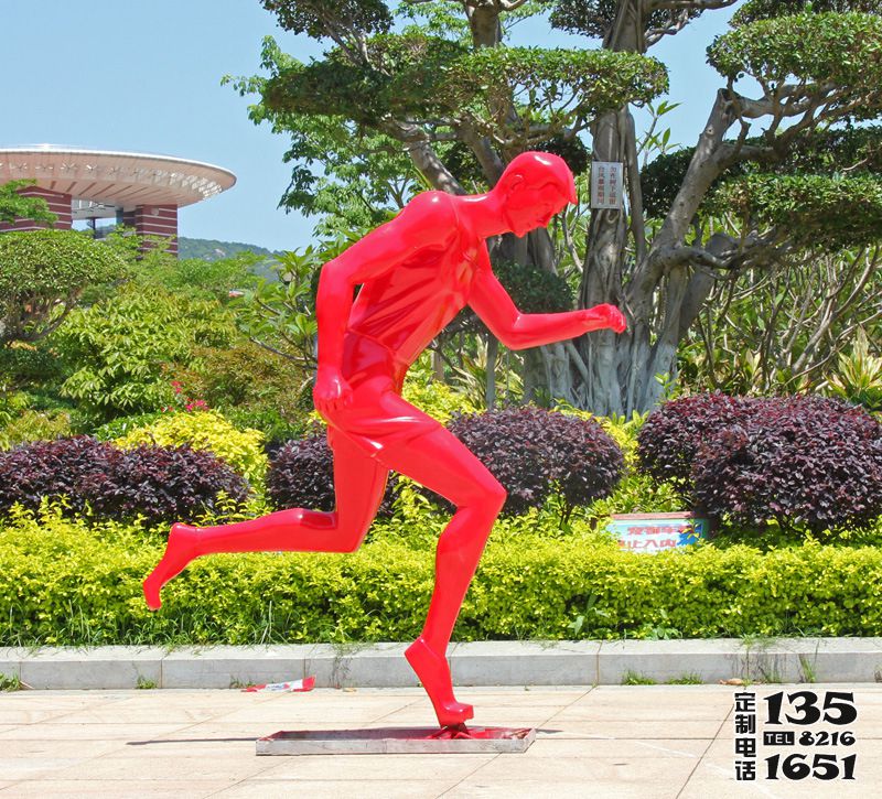 公园广场跑步运动玻璃钢抽象人物雕塑