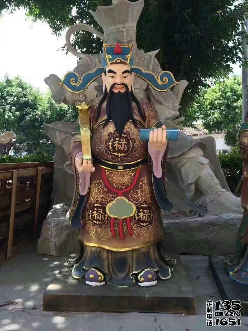 寺庙福星玻璃钢彩绘福禄寿雕塑 寺庙福星玻璃钢彩绘福禄寿雕塑