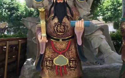 寺庙福星玻璃钢彩绘福禄寿雕塑