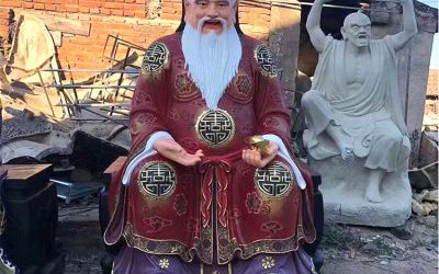 寺庙供奉西路财神纳珍天尊曹宝玻璃钢彩绘财神雕塑