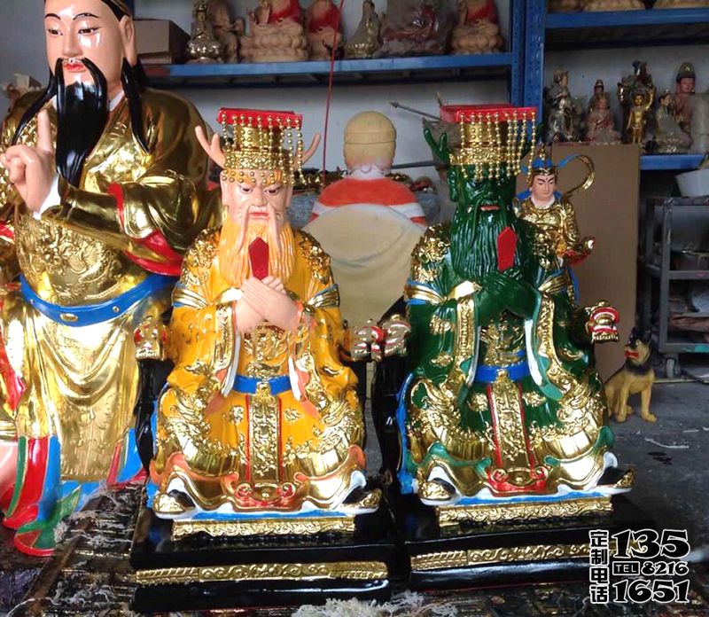 寺庙大型玻璃钢彩绘土地公雕塑 寺庙大型玻璃钢彩绘土地公雕塑