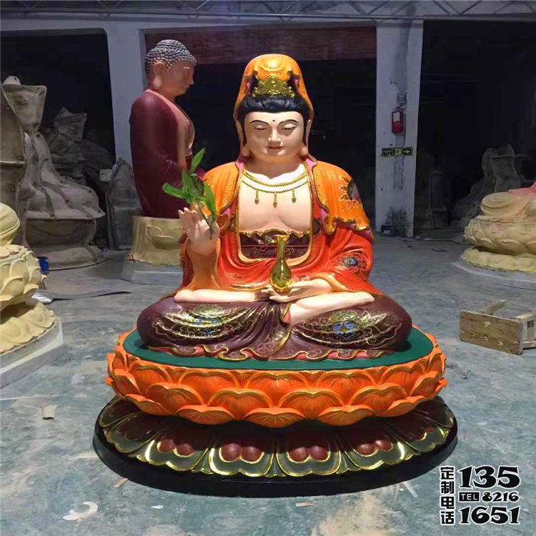 玻璃钢彩绘寺庙供奉观音雕塑 玻璃钢彩绘寺庙供奉观音雕塑