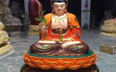 玻璃钢彩绘寺庙供奉观音雕塑