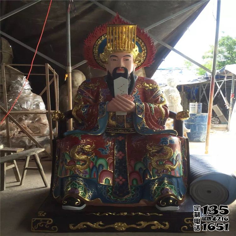 玻璃钢彩绘户外寺庙供奉东岳大帝雕塑 玻璃钢彩绘户外寺庙供奉东岳大帝雕塑