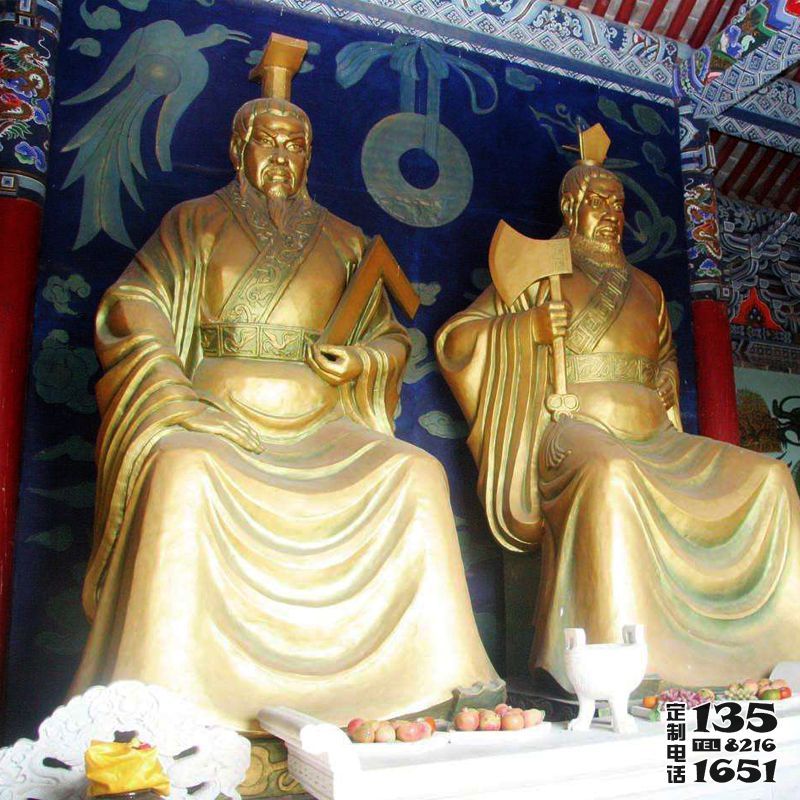 寺庙玻璃钢漆金帝喾与颛顼雕塑 寺庙玻璃钢漆金帝喾与颛顼雕塑