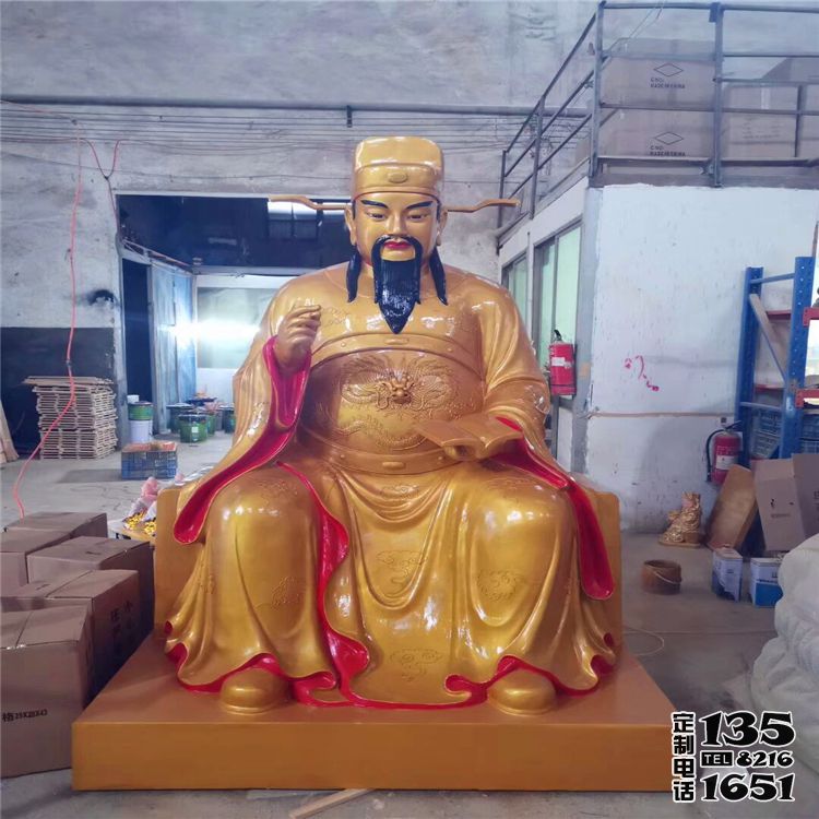 玻璃钢彩绘大型景观文昌帝君雕塑 玻璃钢彩绘大型景观文昌帝君雕塑