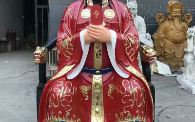 玻璃钢彩绘大型佛像三官雕塑