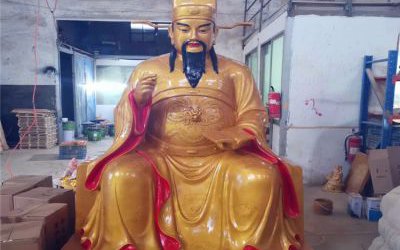 玻璃钢彩绘大型景观文昌帝君雕塑