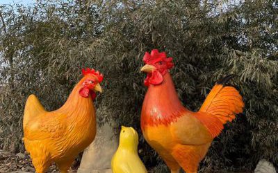 农场玻璃钢仿真动物鸡雕塑