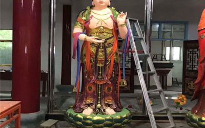 景区大型户外景观玻璃钢彩绘三圣雕塑