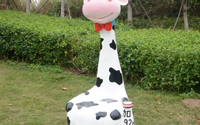 动物园玻璃钢卡通奶牛座椅雕塑