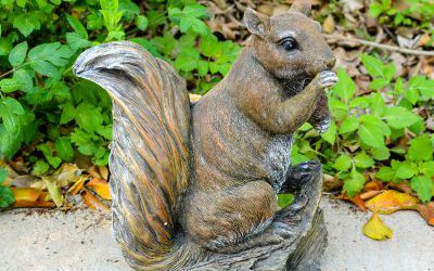 景区动物园一只吃东西玻璃钢松鼠雕塑