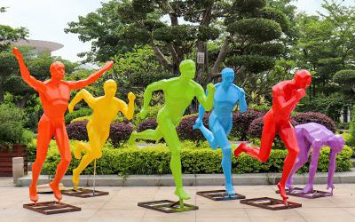 广场运动人物剪影玻璃钢跑步雕塑