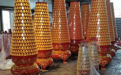 寺院摆放彩绘玻璃钢佛塔雕塑户外摆件