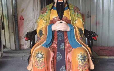 景区寺庙玻璃钢彩绘玉帝雕塑