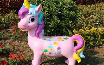 园林景观仿真手绘彩虹马动物座椅玻璃钢雕塑