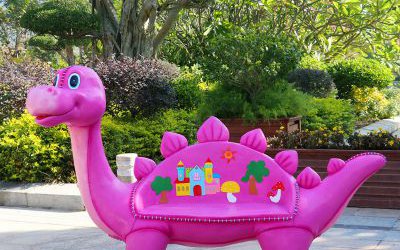 儿童游乐园室内玻璃钢卡通恐龙动物休闲座椅雕塑