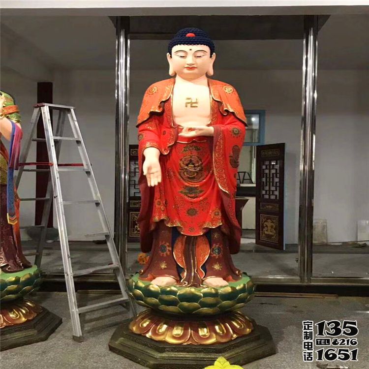 景区寺庙玻璃钢彩绘供奉佛像三圣佛雕塑 景区寺庙玻璃钢彩绘供奉佛像三圣佛雕塑