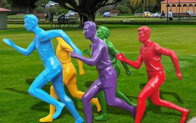 园林景观几何跑步运动人物玻璃钢雕塑