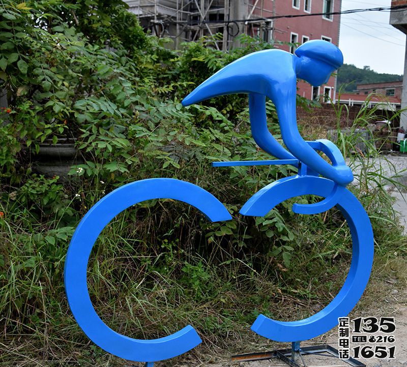 户外景区玻璃钢抽象创意运动骑自行车雕塑