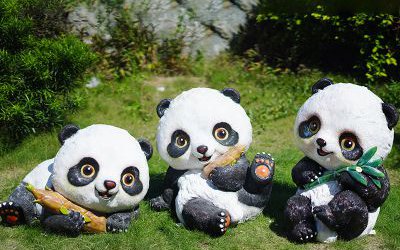 景区玻璃钢仿真熊猫雕塑